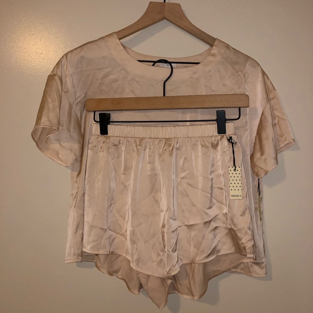 Forever 21 Satin Tee & Shorts Set